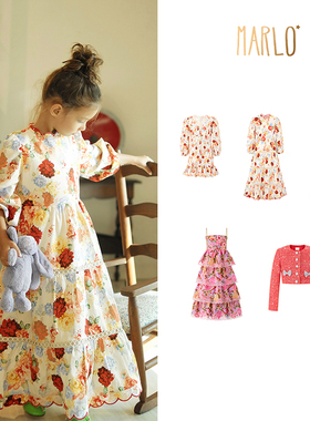 33 现货大熊家Marlo女童连衣裙亲子装假日花朵红色