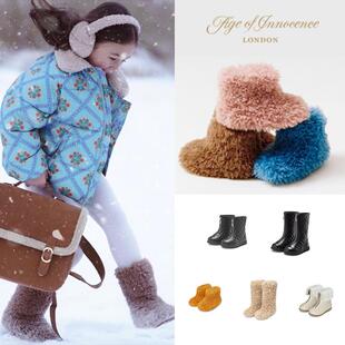 现货AGE OF INNOCENCE儿童雪地靴男童女童毛毛熊掌小香风棉靴
