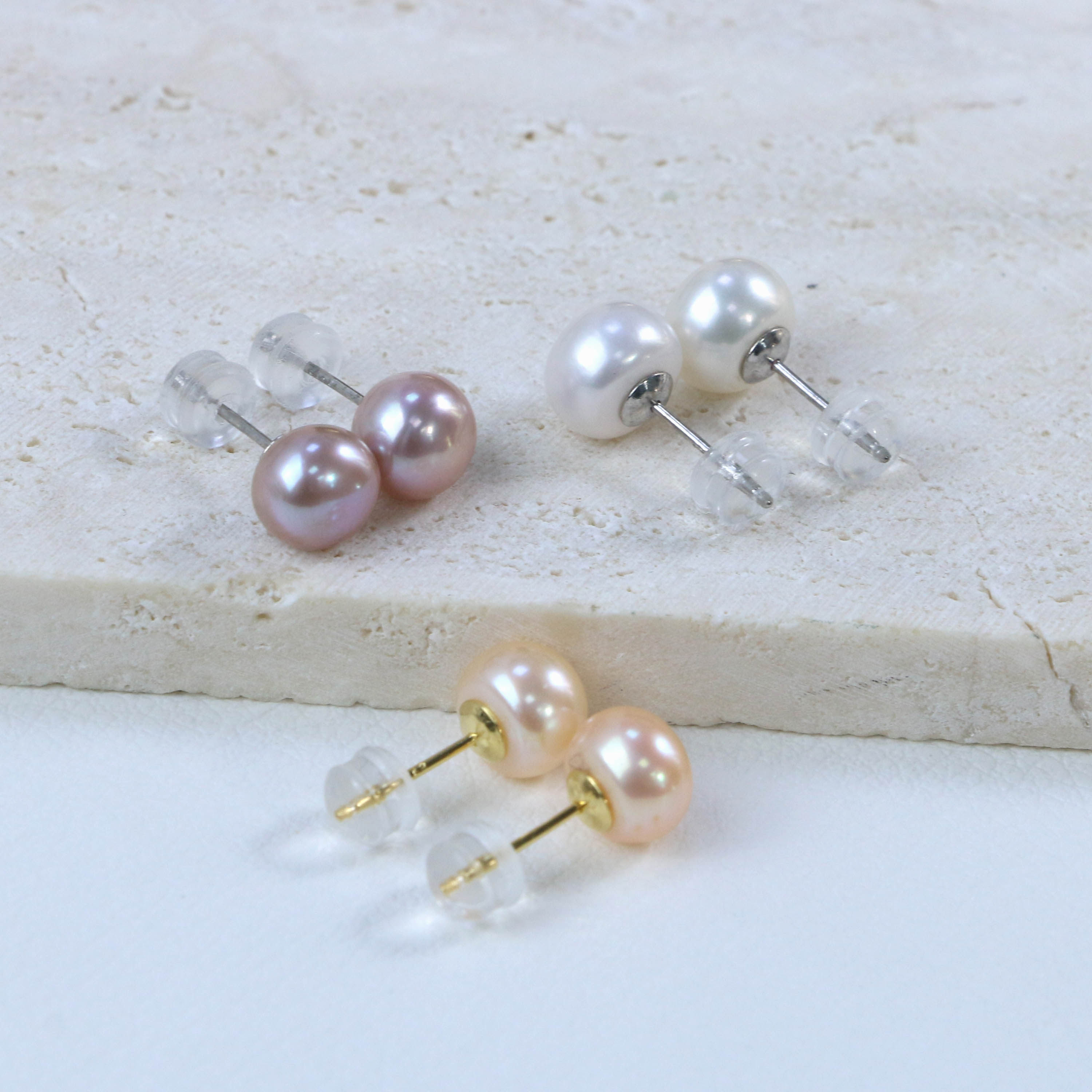 吉祥三宝925银7-8mm三色极光无核珍珠耳钉,珠宝/钻石/翡翠,耳饰,淘宝优惠券,粉丝福利购,淘宝优惠卷