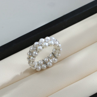 铜合金3 4mm淡水珍珠戒指 可乐优选