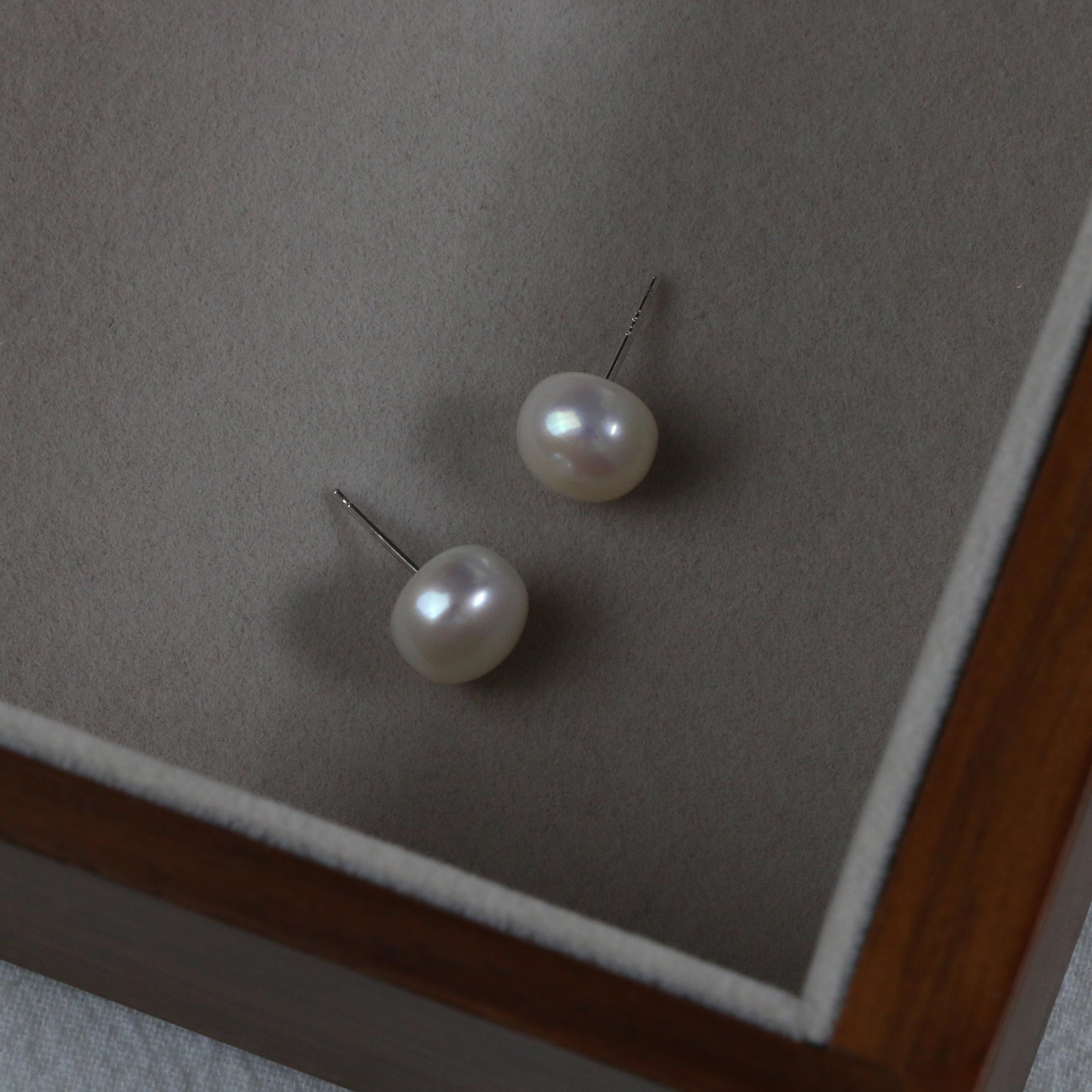 【可乐优选】面包珠耳钉9-10mmS925银针