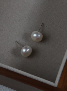 【可乐优选】面包珠耳钉9-10mmS925银针