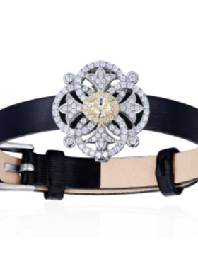 【可乐优选】925银豪镶万花筒真皮手环赠银链