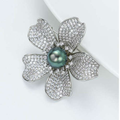 【可乐优选】9-10mm合金大溪地珍珠胸针