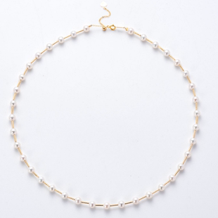 通体18k金4 5mm极光正圆无瑕满天星珍珠项链X333