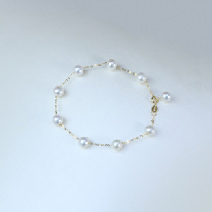 6mm满天星手链约17cm 18k金baby淡水珍珠5 可乐优选