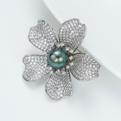 9-10mm合金大溪地珍珠胸针XA-74016