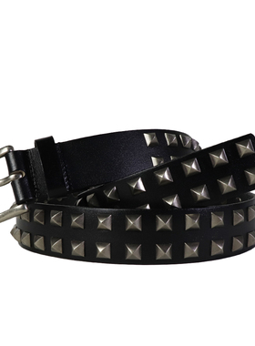 Studded 欧美风朋克腰带女款时尚铆钉皮带男金字塔钉真皮裤带针扣
