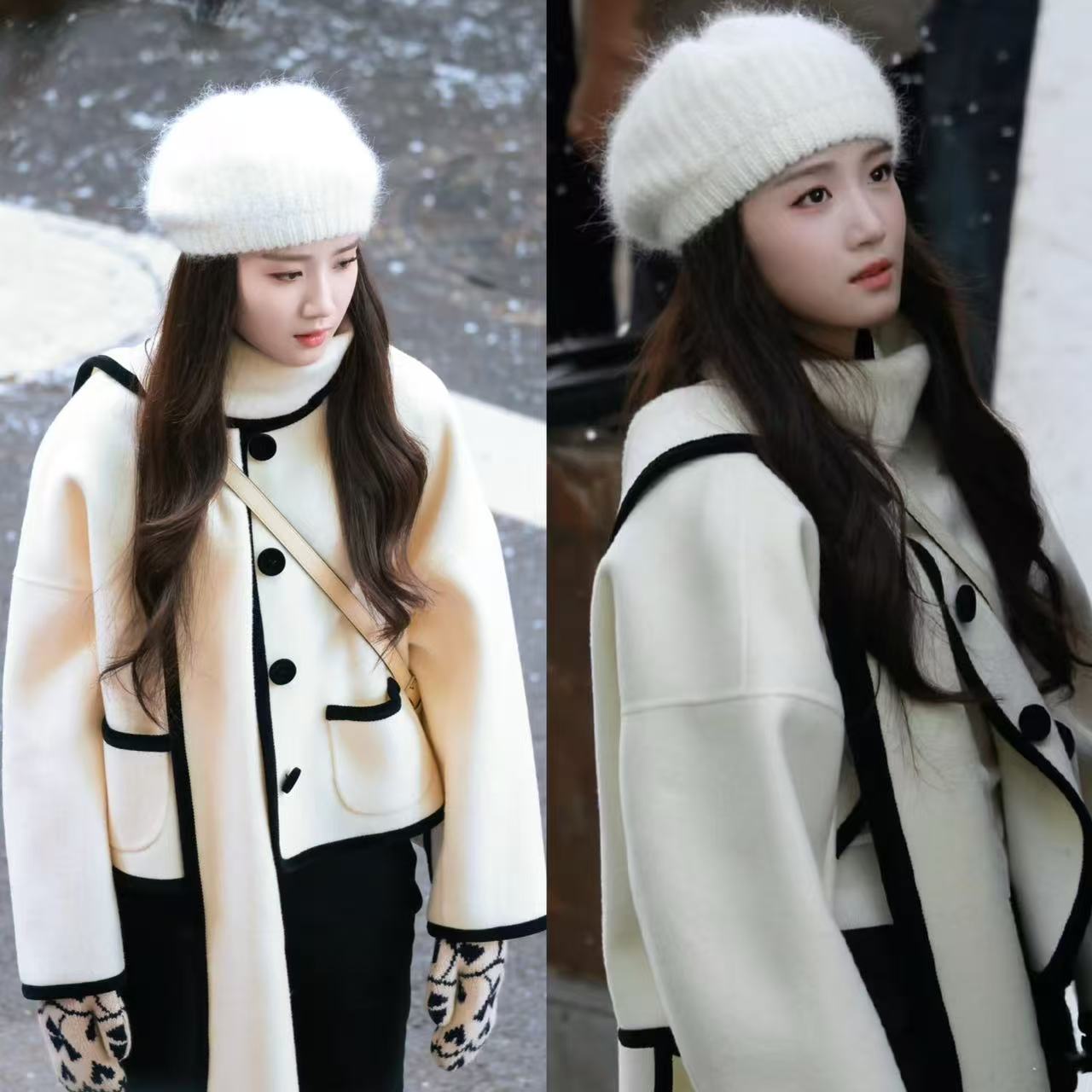 卢昱晓同款高品质双面羊毛大衣