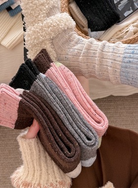 可露丽咖粉秋冬点子纱羊毛袜ins韩系氛围感小红书同款中筒堆堆袜