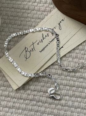 999足银凤眼手链韩版复古简约小众设计感波光粼粼手饰品