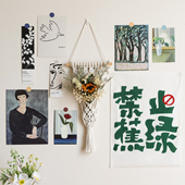 ins风干花卡片挂毯文艺手工编织墙饰背景墙装 饰立体挂件宿舍挂布