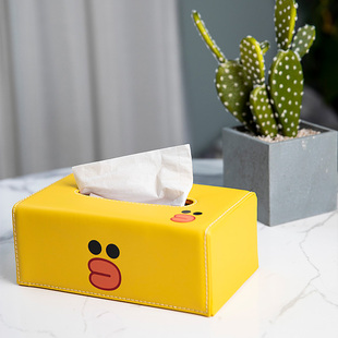 叮当猫卡通小熊长卷纸巾盒小黄鸭皮革熊本家用车载个性抽纸盒创意