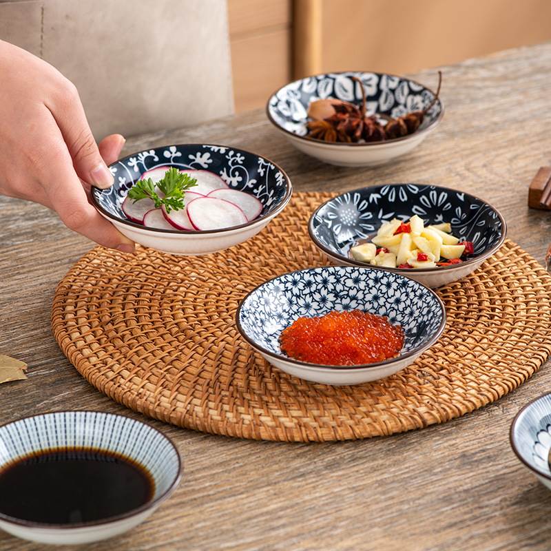 创意陶瓷小吃碟子家用日式寿司芥末蘸料碟碎花调味酱料碟商用味碟