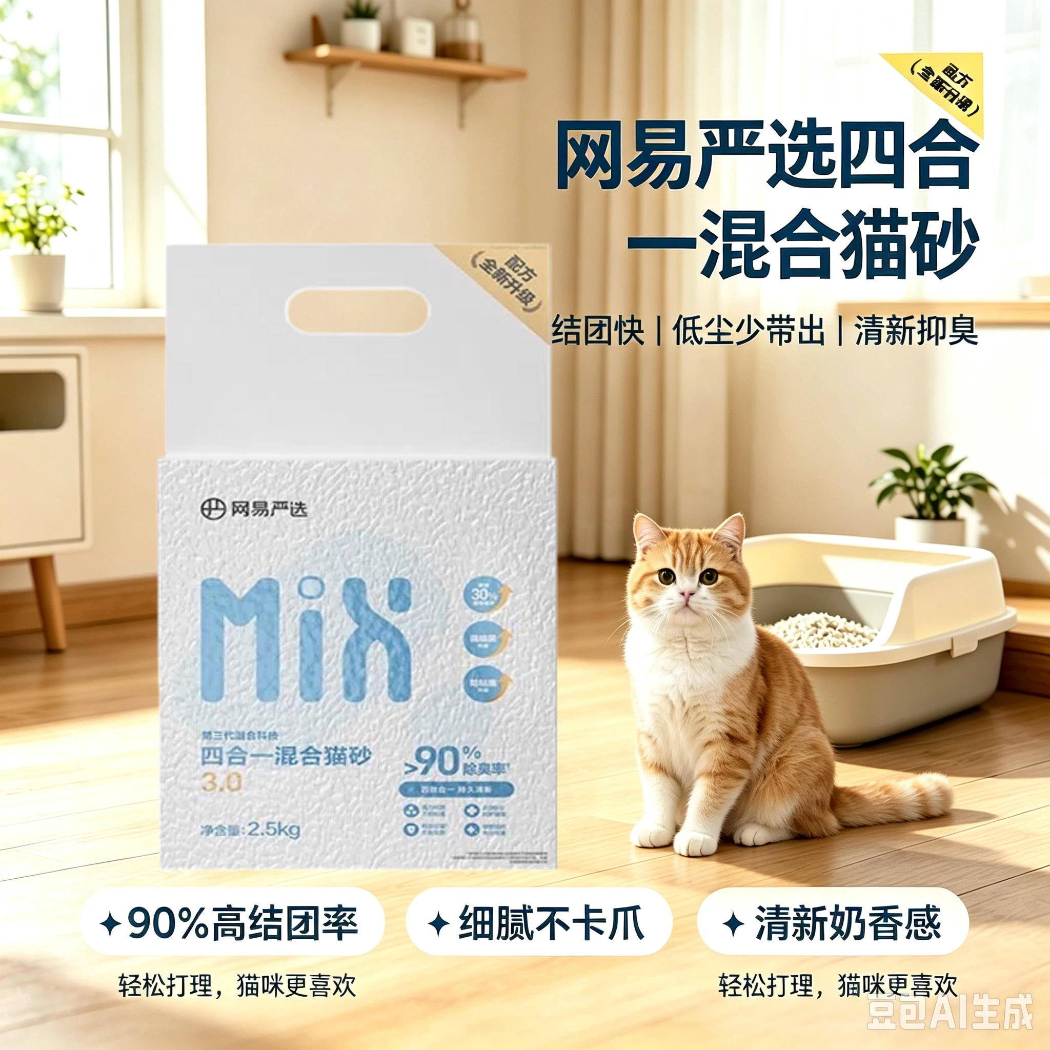 网易严选四合一混合猫砂图片