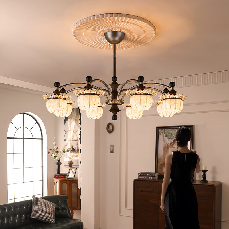 中古风客厅吊灯大厅主灯超亮2026年新款餐厅卧室灯具新中式包安装
