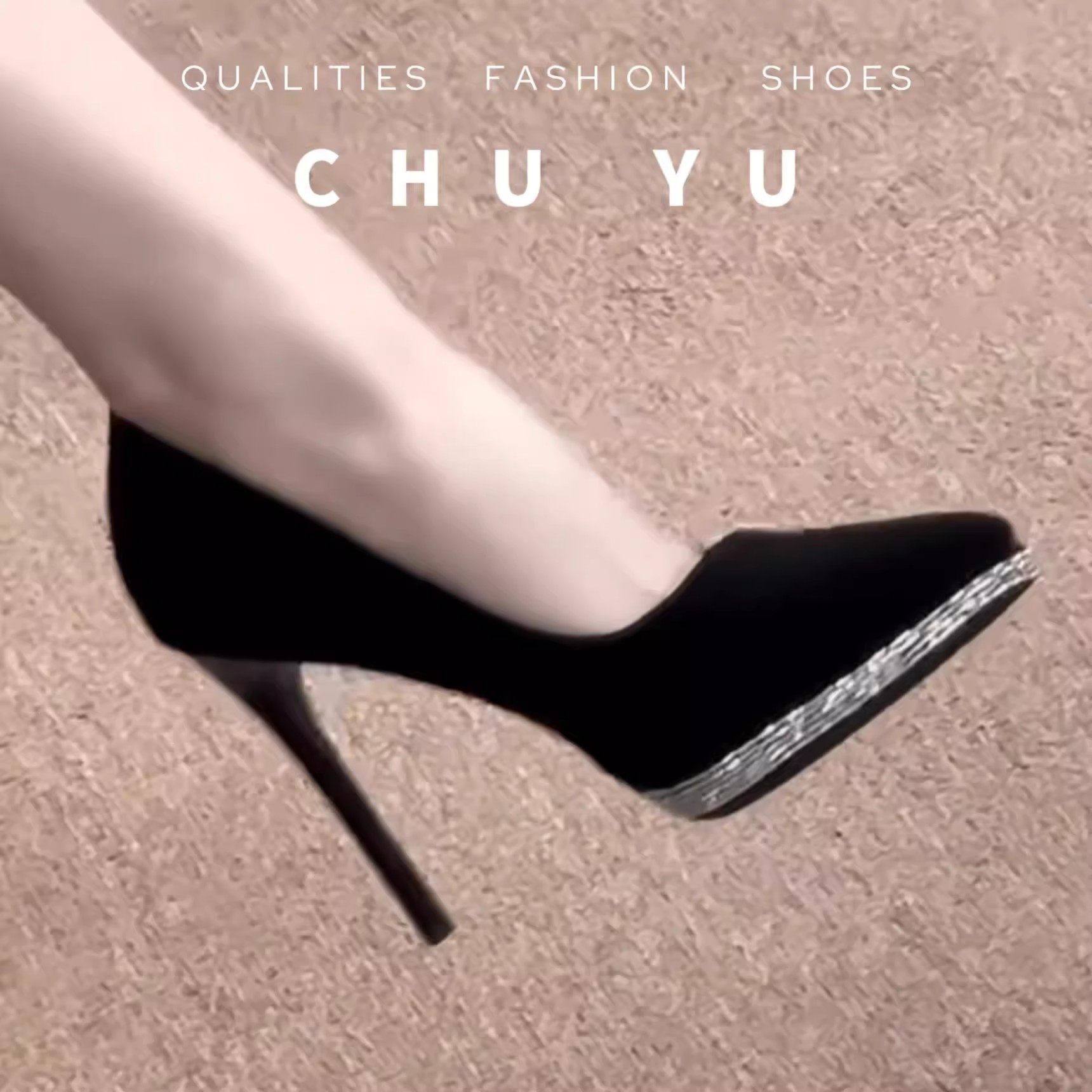 绒面新款性感黑色工作鞋通勤高跟鞋防水台水钻名媛尖头细跟单鞋女,女鞋,深口单鞋,淘宝优惠券,粉丝福利购,淘宝优惠卷