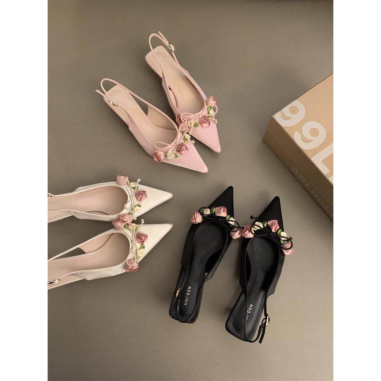 尖头高跟鞋法式包头凉鞋仙女风女鞋春夏外穿白色高跟凉拖韩版单鞋,女鞋,罗马凉鞋,淘宝优惠券,粉丝福利购,淘宝优惠卷