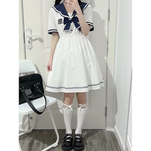 日系甜美学生学院风海军jk连衣裙