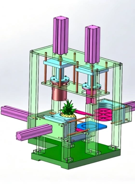 凤梨去皮切块机设计SolidWorks2018三维模型 可编辑，带建模参数