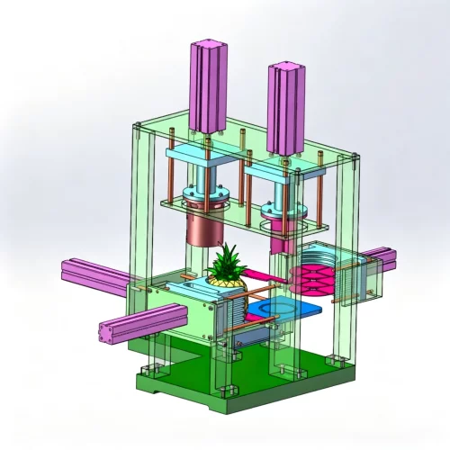 凤梨去皮切块机设计SolidWorks2018三维模型 可编辑，带建模参数