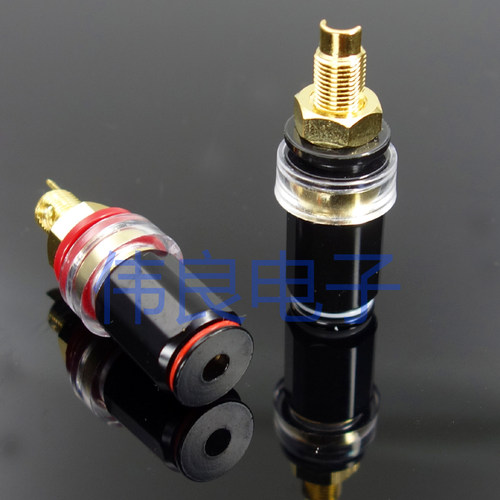 黑晶黄铜镀金 音箱功放接线柱 音响喇叭香蕉插座 长尾接线柱端子