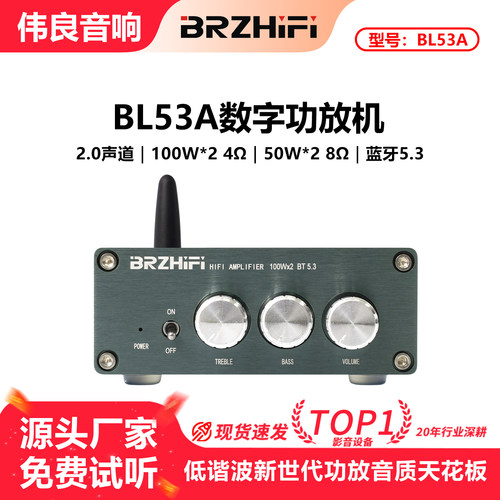 伟良音响BL53A数字功放机蓝牙5.3