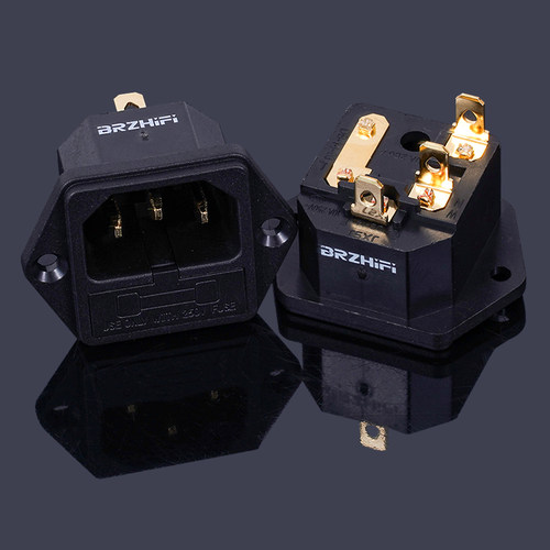 发烧紫铜镀金二合一保险管座