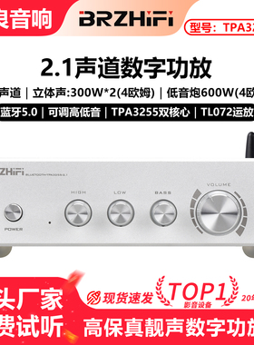 双核心TPA3255 HIFI发烧大功率2.1声道 家用蓝牙功放机 重低音