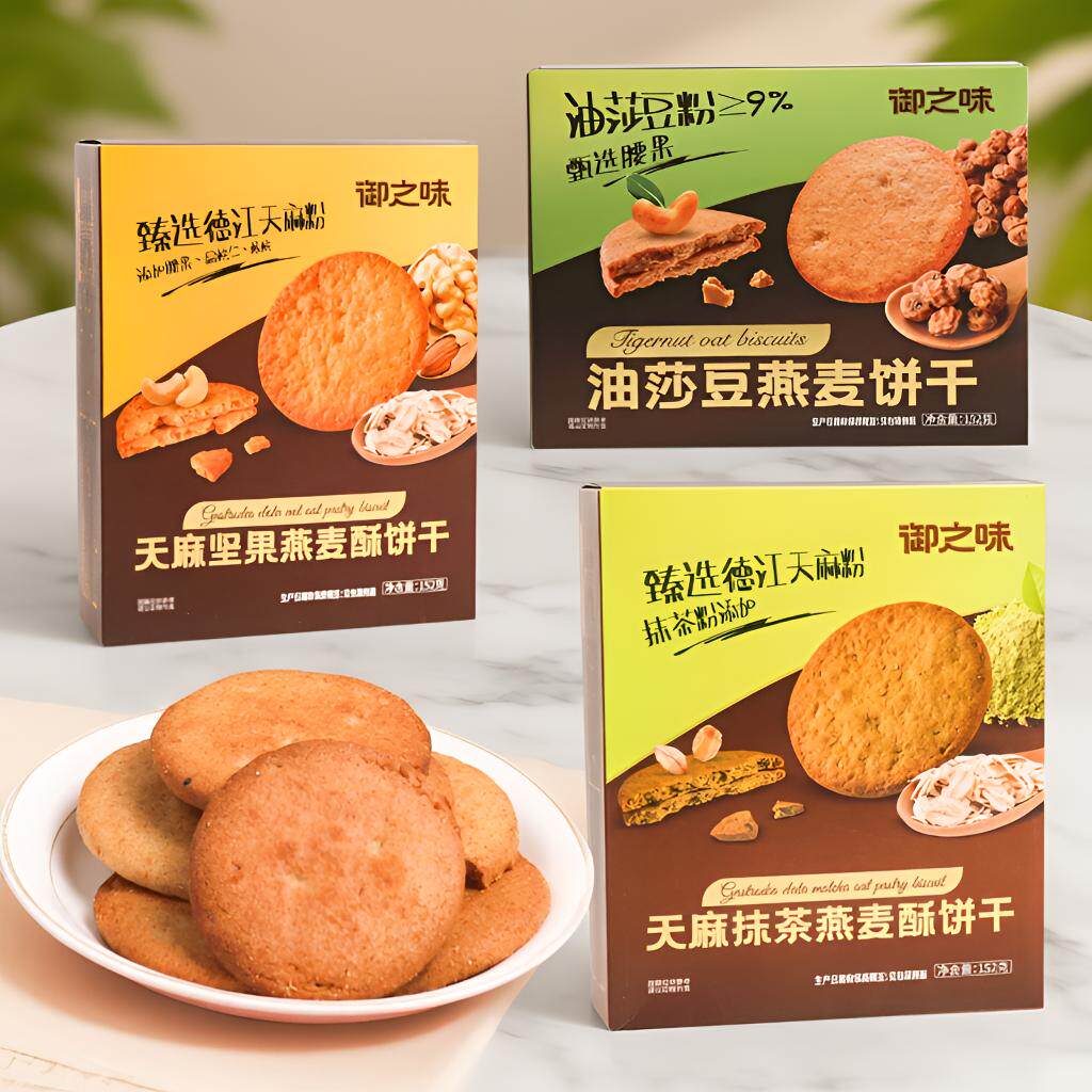御の味天麻抹茶燕麦酥饼152g油莎豆腰果酥性饼干休闲盒装小包零食
