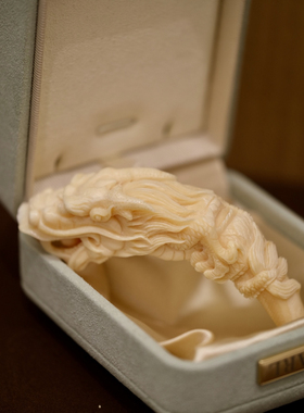 30加珠光宝饰猛犸象牙手工精雕龙衔珠作品吊坠摆件手把件礼物收藏