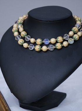 Vintage Vendome打标水果琉璃水晶双层项链女式短款链子