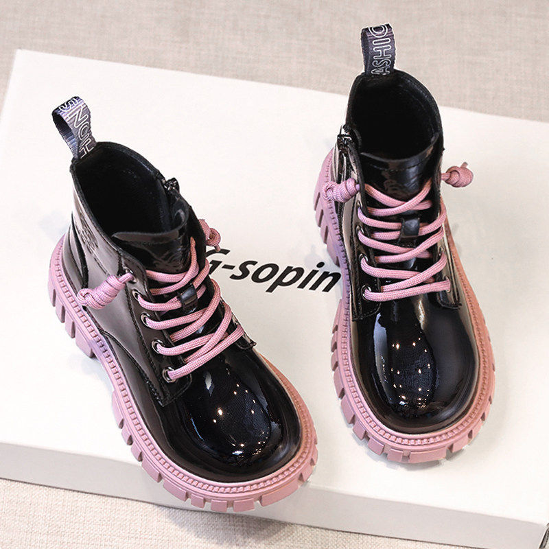 法国Fad Sincgo儿童马丁靴女款皮靴短靴冬季加绒二棉鞋子女士童鞋