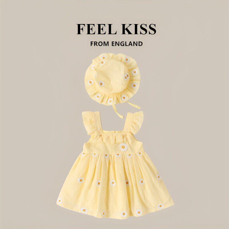 英国FeelKIss婴儿衣服夏季新款女童洋装夏装女两件套裙子吊带裙