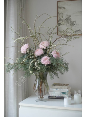 雪柳花牡丹菊雪花松组合混搭花束花艺花瓶插花鲜花水养真花鲜切花