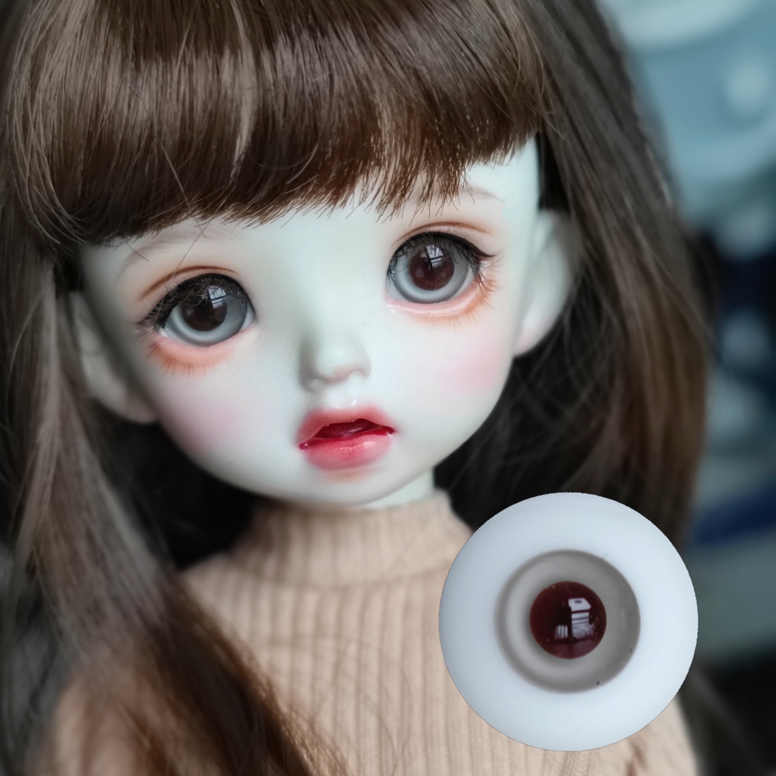 BJD眼珠眼睛自然棕玻璃3468分ob11可用10mm12mm14mm16mm小虹膜