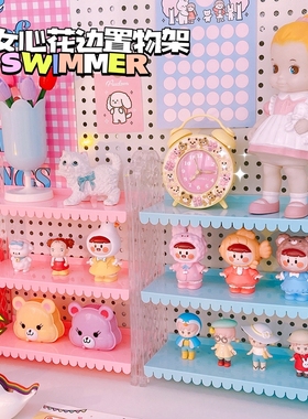 小红书ins同款花边置物架小清新swimmer少女心桌面手办收纳展示架