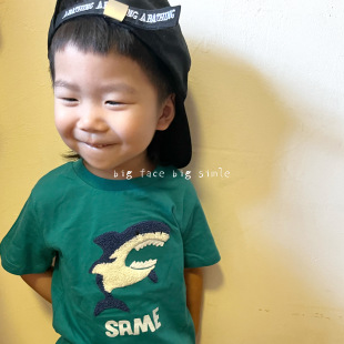 M 毛毡SHARK 男童卡通套头薄款圆领休闲夏季短袖T恤