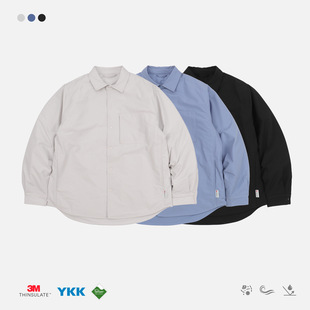 日系简约3M新雪丽面料G60轻量化保暖棉服夹棉防泼水衬衫 外套男冬