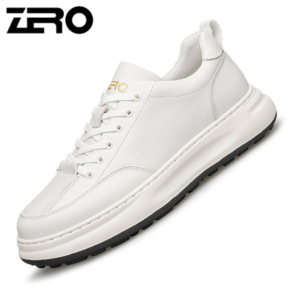 意大利零度软面真皮休闲板鞋春秋季时尚百搭厚底舒适小白鞋男鞋潮