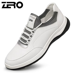 意大利零度男鞋夏季新款真皮透气运动休闲鞋男士轻便系带镂空鞋潮