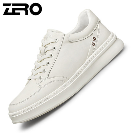 意大利零度男鞋休闲小白鞋春季新款软底防滑系带真皮百搭青年板鞋