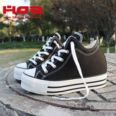 休闲鞋 HOZ后街新款 子 款 百搭板鞋 隐形内增高厚底中帮帆布鞋 女经典