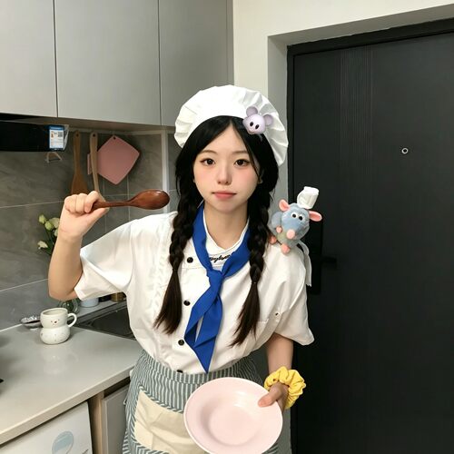 料理鼠王cos服玩偶坐肩挂件厨师服帽子围裙头箍发卡发夹玩偶衣服