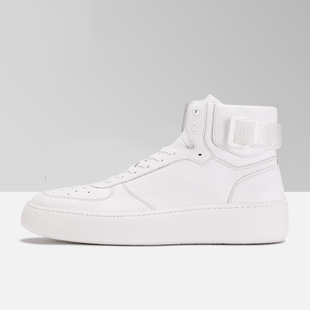 欧洲站广州手工高帮真皮板鞋男韩版百搭高邦运动休闲鞋潮增高鞋子