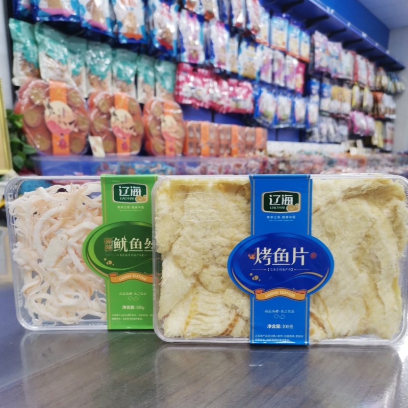 辽海烤鱼片原味鱿鱼丝100g盒装即食海鲜零食小吃休闲商场大连特产