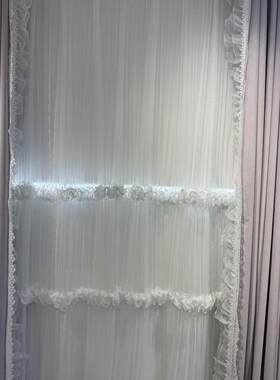 成品梦幻软纱蕾丝透光轻奢飘窗