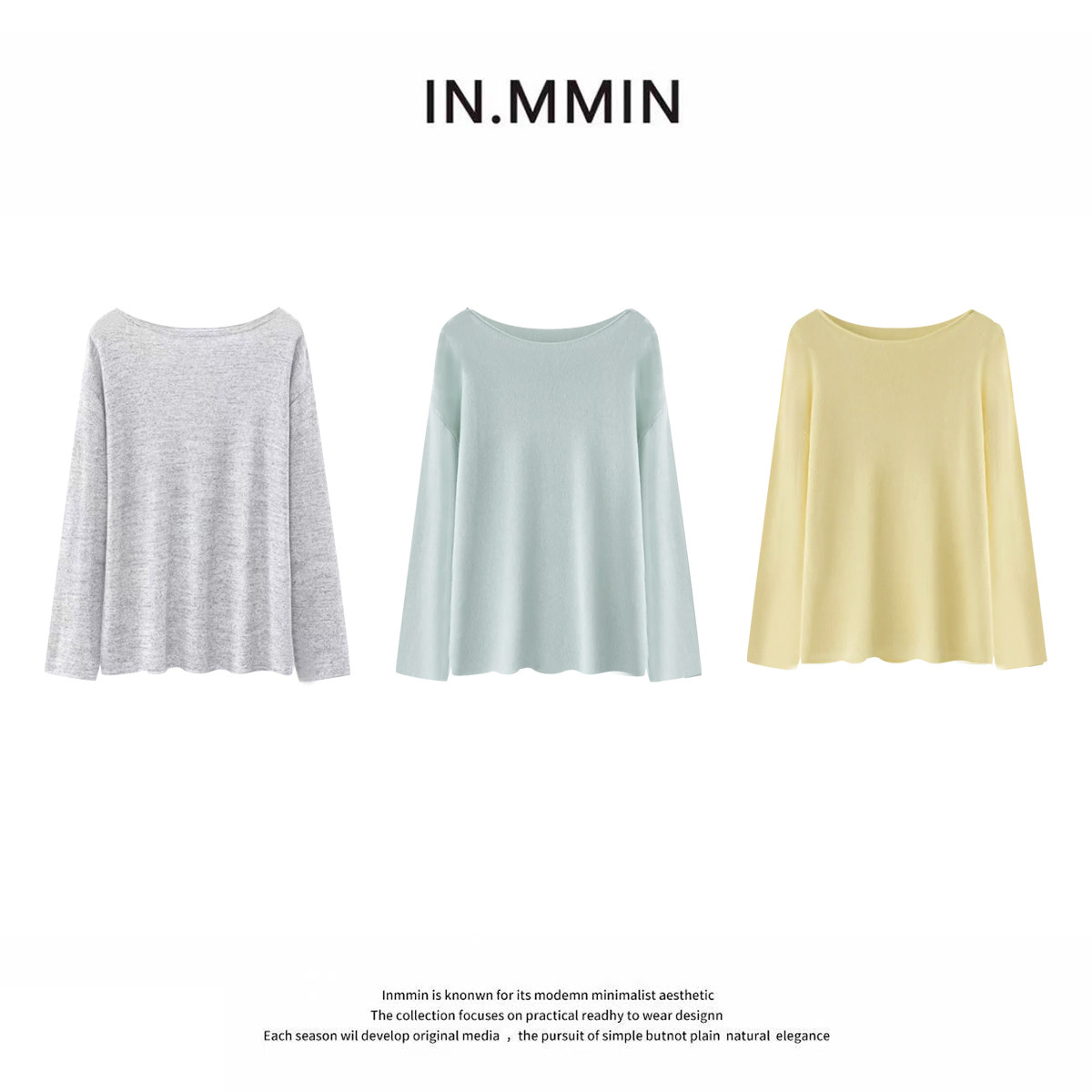 INMMIN 和纸纱慵懒风圆领宽松显瘦套头长袖防晒罩衫-zz1098