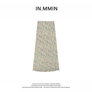IN.MMIN法式油画碎花A字版高腰松紧腰半裙-bq5161
