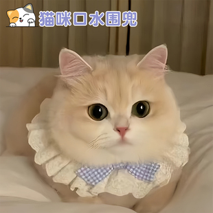 薄荷同款猫咪围兜口水巾狗狗围脖可爱猫口水兜甜宠物装饰品蝴蝶结
